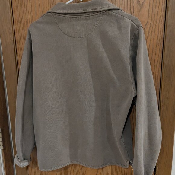 Vintage Woolrich Button Down Sweatshirt/Jacket Khaki with Wooden Buttons-M - Picture 4 of 4